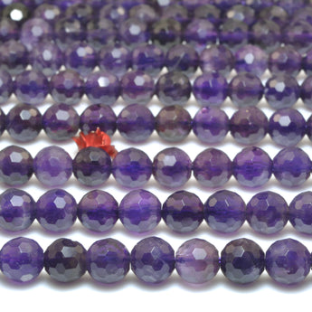 Natural Amethyst dark purple stone faceted round loose beads wholesale gemstone for jewelry making DIY bracelet necklace