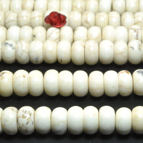 YesBeads White Turquoise smooth rondelle loose beads wholesale semiprecious gemstone jewelry