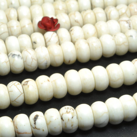 YesBeads White Turquoise smooth rondelle loose beads wholesale semiprecious gemstone jewelry