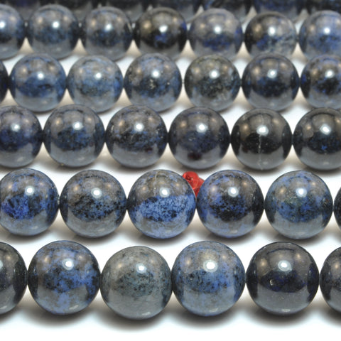 Natural Dumortierite Dark Blue Stone smooth round loose beads wholesale gemstone for jewelry making DIY bracelets necklace