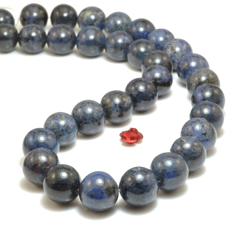 Natural Dumortierite Dark Blue Stone smooth round loose beads wholesale gemstone for jewelry making DIY bracelets necklace
