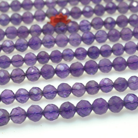 Natural Amethyst faceted round loose beads wholesale gemstone for jewelry making DIY bracelet necklace