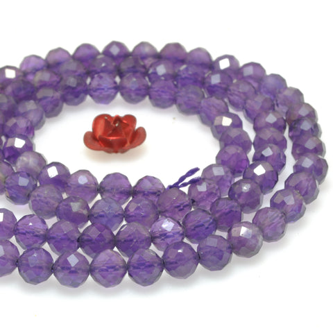 Natural Amethyst faceted round loose beads wholesale gemstone for jewelry making DIY bracelet necklace