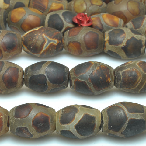 Tibetan Dzi Agate turtleback matte drum loose beads wholesale gemstone for jewelry making DIY stuff