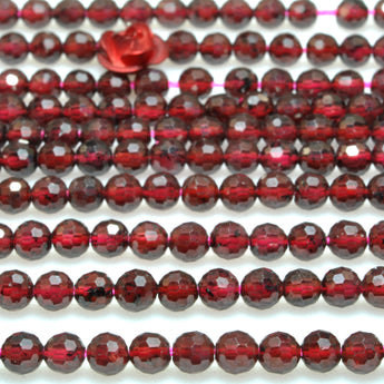 Natural Red Garnet Stone Mini faceted round loose beads wholesale gemstone for jewelyr making DIY bracelets necklace