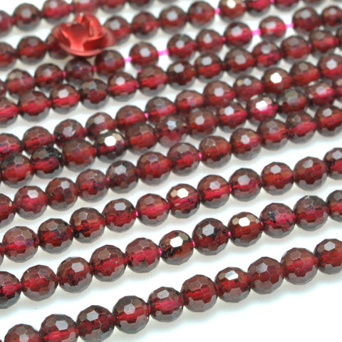 Natural Red Garnet Stone Mini faceted round loose beads wholesale gemstone for jewelyr making DIY bracelets necklace