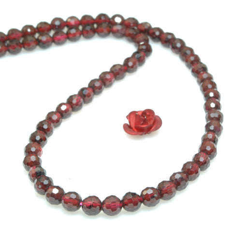 Natural Red Garnet Stone Mini faceted round loose beads wholesale gemstone for jewelyr making DIY bracelets necklace