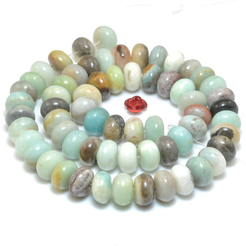 Natural Amazonite smooth rondelle beads loose gemstone wholesale jewelry making bracelet necklace diy