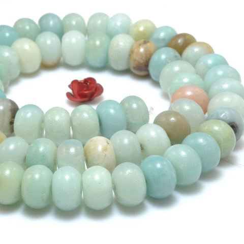Natural Amazonite smooth rondelle beads wholesale gemstone for jewelry making DIY bracelets necklace stuff