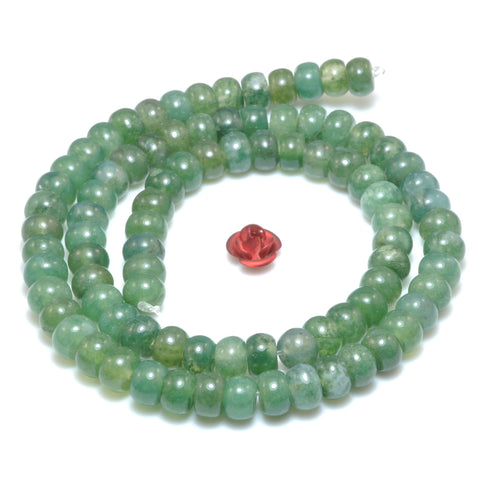 Natural green moss agate smooth rondelle loose beads wholesale gemstone for jewelry making diy bracelets necklace