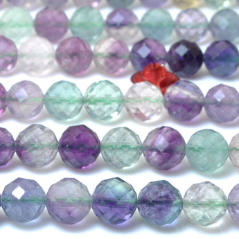 Natural Rainbow Fluorite faceted round loose beads wholesale gemstone for jewelry making bracelets necklace DIY