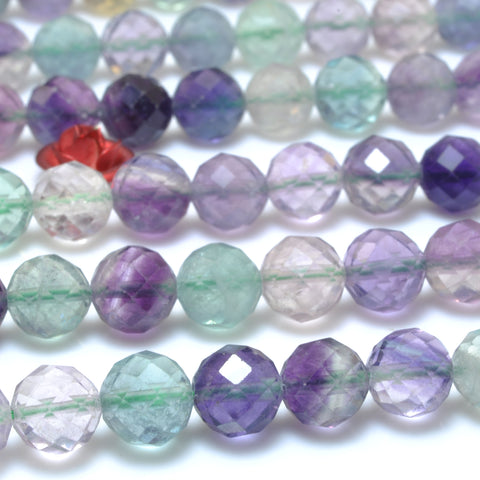 Natural Rainbow Fluorite faceted round loose beads wholesale gemstone for jewelry making bracelets necklace DIY