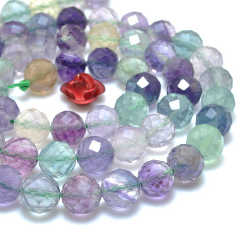 Natural Rainbow Fluorite faceted round loose beads wholesale gemstone for jewelry making bracelets necklace DIY