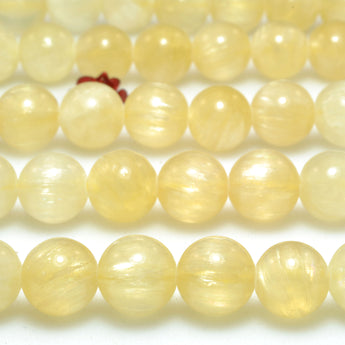 Natural Golden Yellow Selenite Calcite stone smooth round loose beads wholesale gemstone for jewelry making bracelets necklace DIY