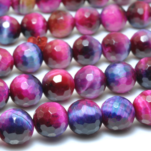 Galaxy Tiger Eye Stone faceted round loose beads wholesale gemstone rainbow rose red tiger's eye for jewelry making DIY bracelets necklace