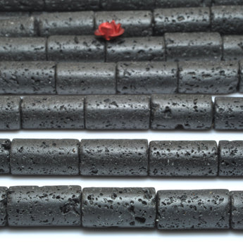 Black Lava Rock frosted matte tube loose beads wholesale gemstone for jewelry making bracelets necklace DIY