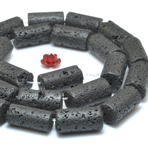 Black Lava Rock frosted matte tube loose beads wholesale gemstone for jewelry making bracelets necklace DIY