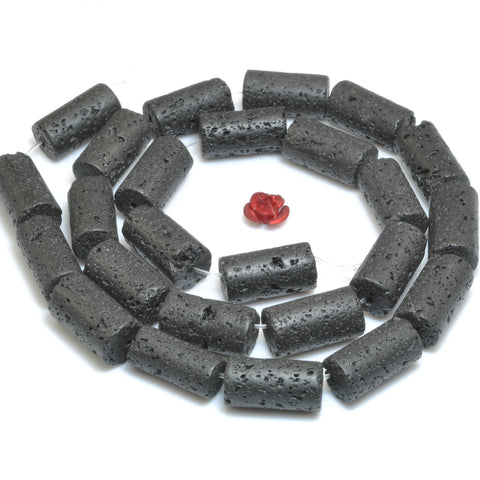 Black Lava Rock frosted matte tube loose beads wholesale gemstone for jewelry making bracelets necklace DIY