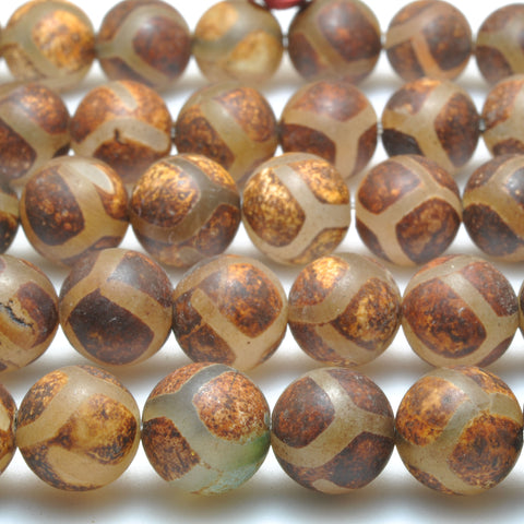 Tibetan Dzi Agate turtleback matte round loose beads wholesale gemstone for jewelry making DIY bracelets necklace