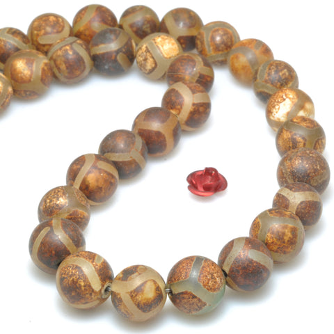 Tibetan Dzi Agate turtleback matte round loose beads wholesale gemstone for jewelry making DIY bracelets necklace