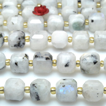 Natural Rainbow Moonstone faceted cube loose beads wholesale gemstones for jewelry making bracelets necklaces DIY