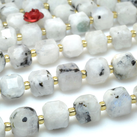 Natural Rainbow Moonstone faceted cube loose beads wholesale gemstones for jewelry making bracelets necklaces DIY