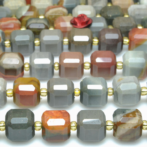 Natural Polychrome Jasper faceted cube loose beads gemstone wholesale for jewelry making braceletd necklace DIY