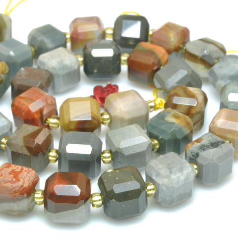 Natural Polychrome Jasper faceted cube loose beads gemstone wholesale for jewelry making braceletd necklace DIY