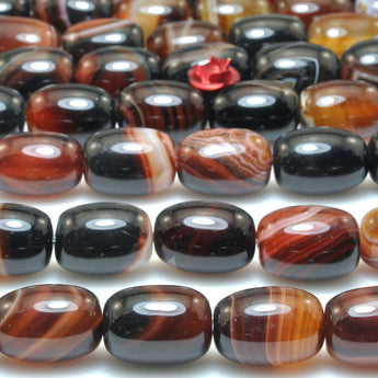 Rainbow Banded Agate smooth barrel loose beads Striped Agate gemstone wholesale jewelry making supplies 15"