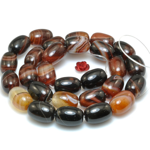 Rainbow Banded Agate smooth barrel loose beads Striped Agate gemstone wholesale jewelry making supplies 15"