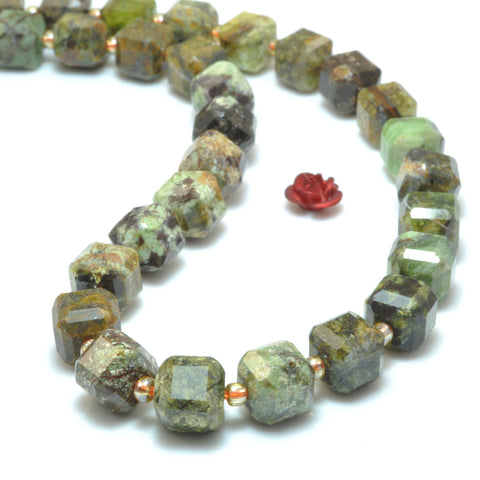 Natural Brazilian Opal Green Brown Stone faceted cube loose beads wholesale gemstone for jewelry making bracelets necklace diy supplies