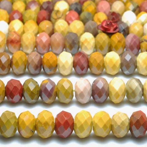 Natural Mookaite faceted rondelle loose beads wholesale gemstone semi precious stone for jewelry making bracelet necklace diy