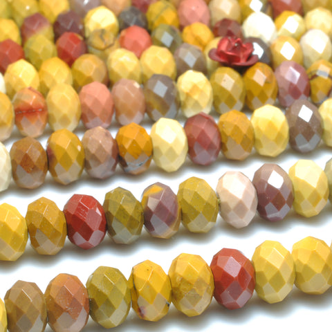 Natural Mookaite faceted rondelle loose beads wholesale gemstone semi precious stone for jewelry making bracelet necklace diy