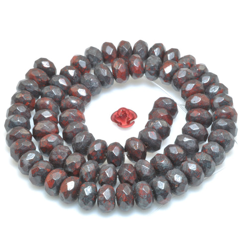 YesBeads Natural Red Jasper faceted rondelle beads gemstone wholesale jewelry making 15"