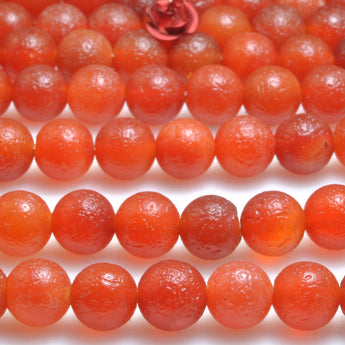 Carnelian stone frosted matte round loose beads red agate gemstone wholesale for jewelry making bracelet diy stuff