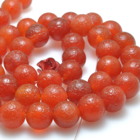 Carnelian stone frosted matte round loose beads red agate gemstone wholesale for jewelry making bracelet diy stuff