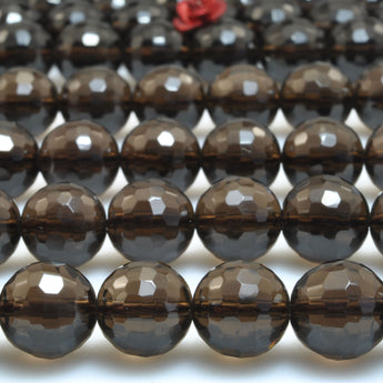 Natural Smoky Quartz faceted loose round beads gemstone wholesale for jewelry making
