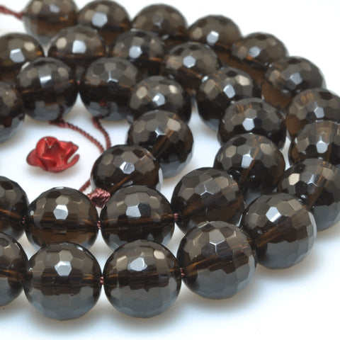 Natural Smoky Quartz faceted loose round beads gemstone wholesale for jewelry making