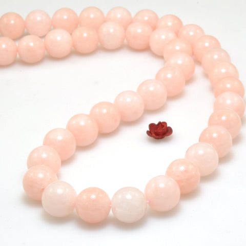Malaysia Pink Jade smooth round loose beads wholesale gemstone for jewelry making bracelet necklace DIY