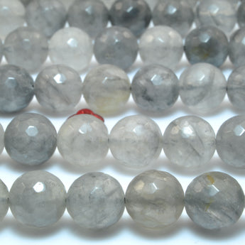 Natural Gray Rock Crystal faceted round beads wholesale gemstone for jewelry making