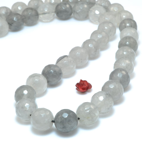 Natural Gray Rock Crystal faceted round beads wholesale gemstone for jewelry making