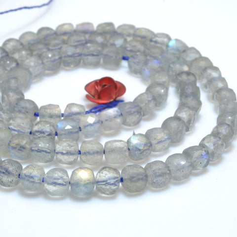 Natural labradorite stone faceted cube beads loose gemstone wholesale for jewelry making bracelet necklace