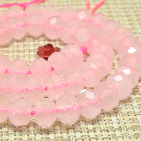 Natural Rose Quartz faceted rondelle loose beads pink crystal stone wholesale gemstone  for jewelry making diy bracelet necklace