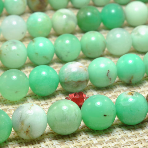 Natural Chrysoprase smooth round loose beads Green Australian jade stone wholesale gemstone for jewelry making DIY bracelets
