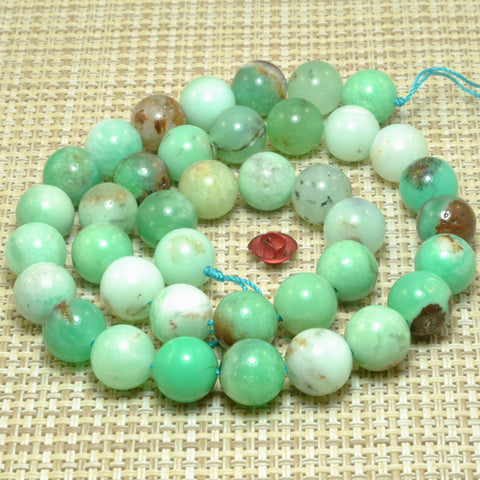 Natural Chrysoprase smooth round loose beads Green Australian jade stone wholesale gemstone for jewelry making DIY bracelets