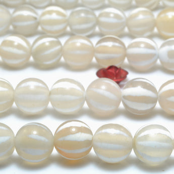 White Agate watermelon smooth round beads loose gemstone wholesale for jewelry making bracelet diy stuff