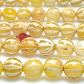 Yellow Agate watermelon smooth round beads loose gemstone wholesale for jewelry making bracelet diy stuff