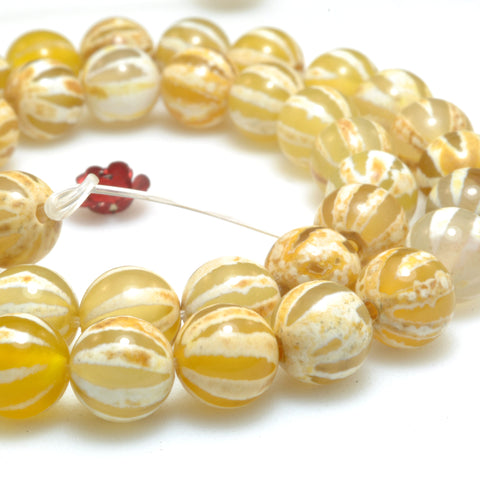 Yellow Agate watermelon smooth round beads loose gemstone wholesale for jewelry making bracelet diy stuff