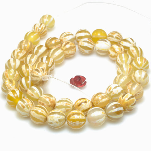 Yellow Agate watermelon smooth round beads loose gemstone wholesale for jewelry making bracelet diy stuff