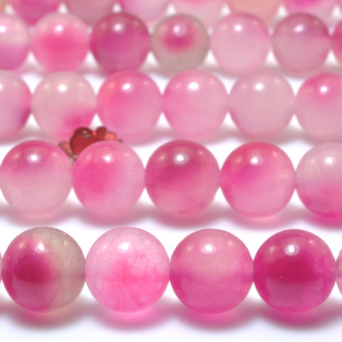 Honey Peach Jade Iced floating flower Pink Jade Stone smooth round loose beads wholesale gemstone jewelry making bracelets necklace